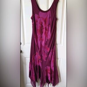 Y2K Wedding Fairy Beaded Pink Floral Midi Dress, Beaded Sleeveless  Size 18 Plus